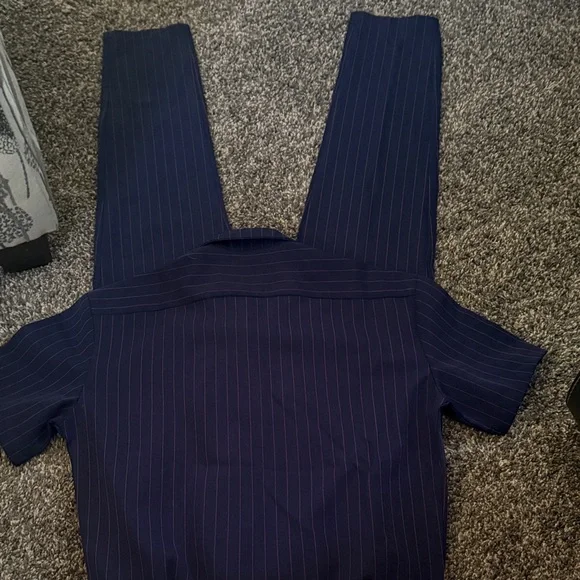 Navy Pinstripe Button-Down Shirt - Picture 4 of 4